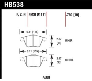 Audi A4 Cabriolet Brake Pads - Front - Hawk Performance - HPS 5.0 - 2009